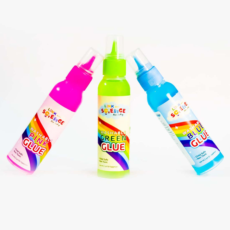 Link with Science Premium PVA Slime and Craft glue Pack of 3 | Smooth and Stretchy Slime | Non-Toxic, Washable and Child Friendly