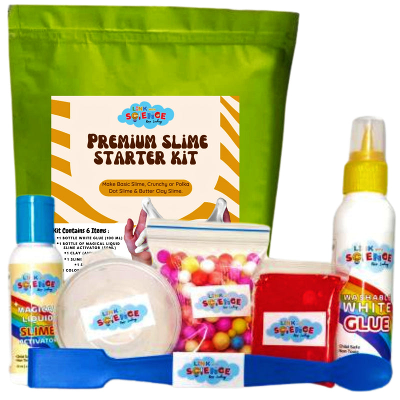 Link With Science Premium Slime Starter kit | DIY Homemade Slime Making KIT | Putty Toy Kit for Girls Boys Kids | Perfect for making Basic Slime, Crunchy or Polka Dot Slime and Butter Clay Slime. (White)