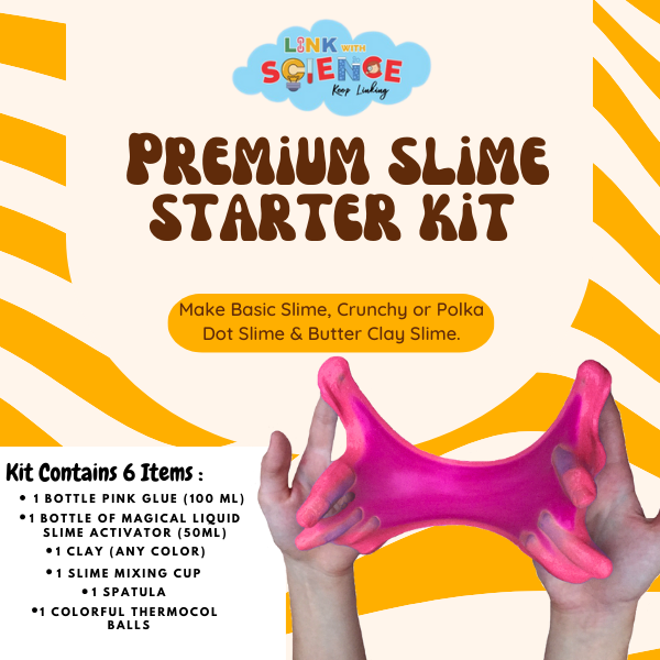 Link With Science Premium Slime Starter kit | DIY Homemade Slime Making KIT | Putty Toy Kit for Girls Boys Kids | Perfect for making Basic Slime, Crunchy or Polka Dot Slime and Butter Clay Slime. (Pink)