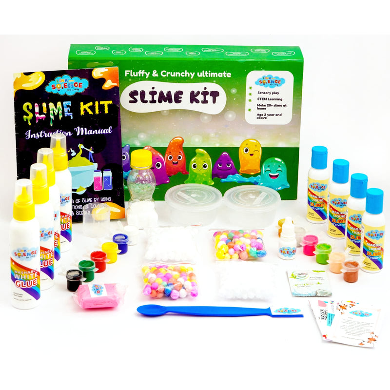 "Link With Science Ultimate Slime Making Kit ((Fluffy & Crunchy - Make 20+ Slime) DIY Slime Factory Kids Toys for Boys/Girls Slime Gel, Best Birthday Return Gift Ideas "