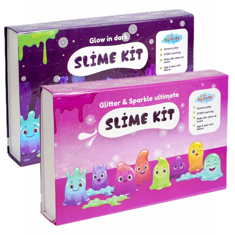 Link With Science 80 Pieces Ultimate Slime Making Kit ( Glitter and Sparkle, Glow-In-Dark Slime kit - Make 80+ Slime)  - Combo pack of 2