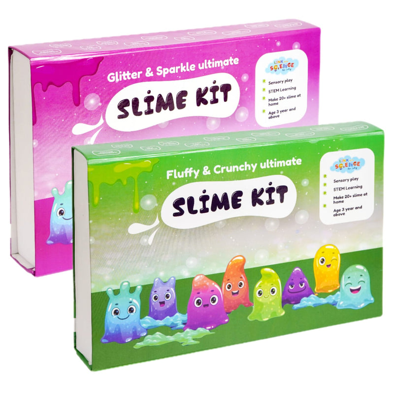 Link With Science 74 Pieces Ultimate Slime Making Kit ( Glitter and Sparkle, and Fluffy and Crunchy Slime kit - Make 40+ Slime) - Combo pack of 2