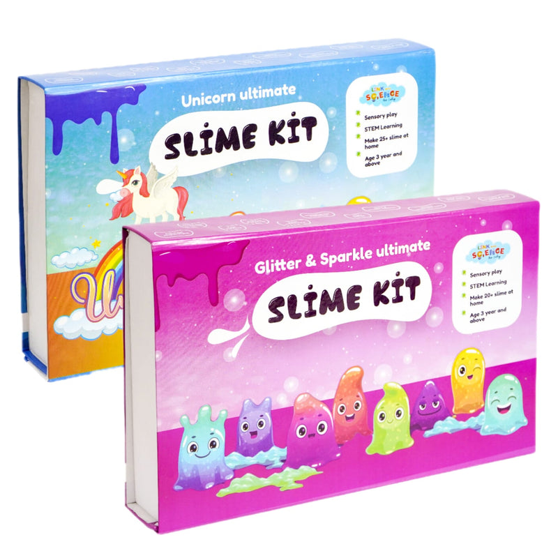 Link With Science 79 Pieces Ultimate Slime Making Kit ( Glitter and Sparkle, and Unicorn Slime kit - Make 45+ Slime)- Combo pack of 2