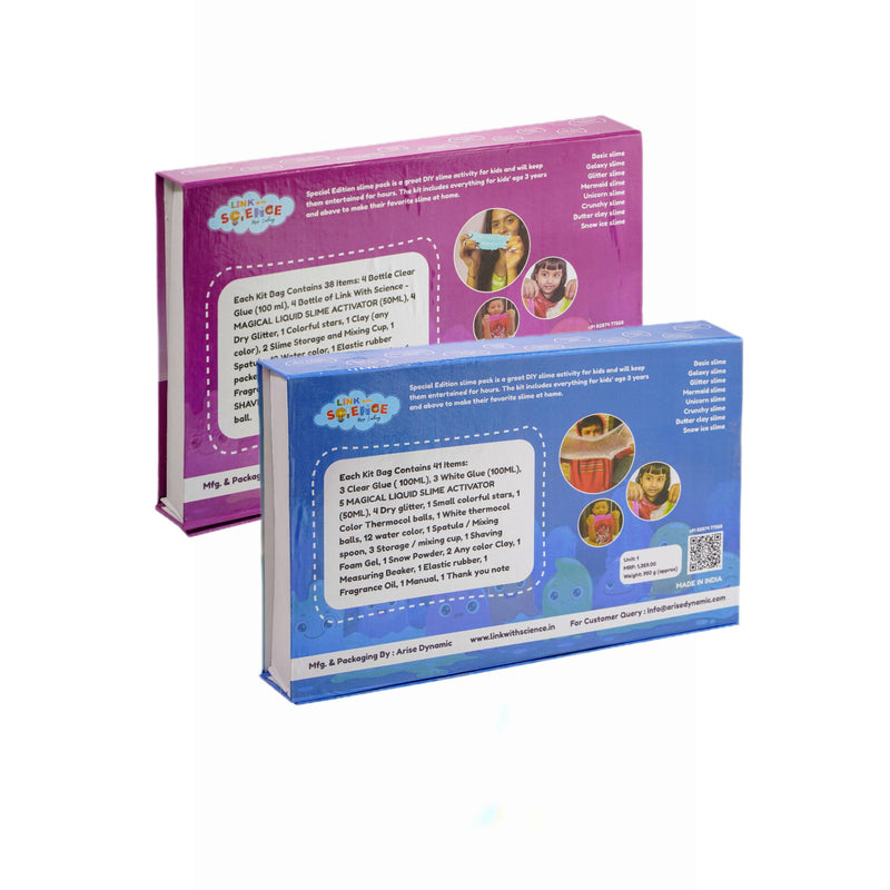 Link With Science 79 Pieces Ultimate Slime Making Kit ( Glitter and Sparkle, and Unicorn Slime kit - Make 45+ Slime)- Combo pack of 2