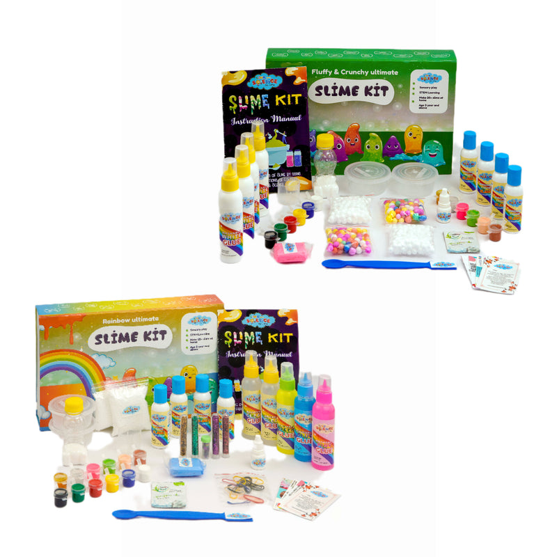 Link With Science 75 Pieces Ultimate Slime Making Kit ( Fluffy and Crunchy, Rainbow Slime Kit - Make 45+ Slime) - Combo pack of 2