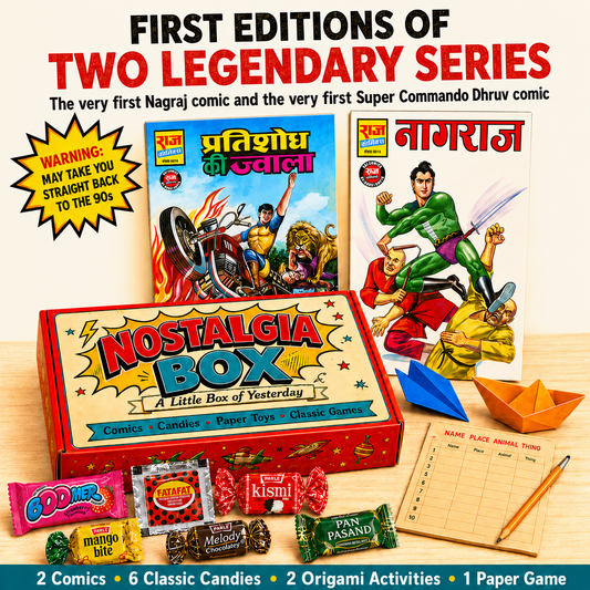 Raj Comics Collector's Edition - Nostalgia Gift Box | Perfect Rakshabandhan Gift for Brother, Father, 90s Kids | Rakhi, Birthday