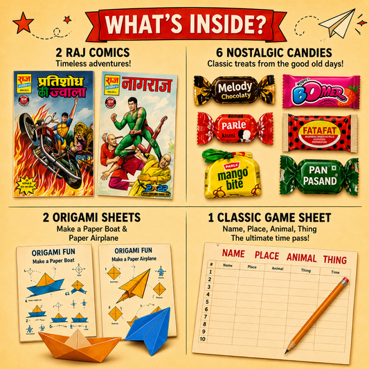 Raj Comics Collector's Edition - Nostalgia Gift Box | Perfect Rakshabandhan Gift for Brother, Father, 90s Kids | Rakhi, Birthday