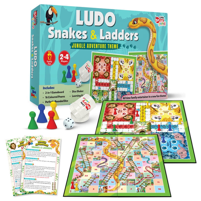 Little Berry Ludo and Snakes & Ladders Board Game Set for Kids - 2 in 1 Party & Fun Games Board Game - Multicolour