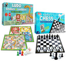 Little Berry 3-in-1 Jungle Ludo, Snakes Ladders and Classic Chess Board Game Combo Set - Family Fun & Strategy Games