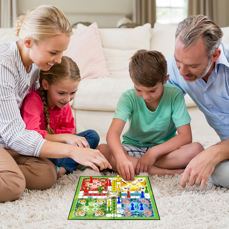 Little Berry 3-in-1 Jungle Ludo, Snakes Ladders and Classic Chess Board Game Combo Set - Family Fun & Strategy Games