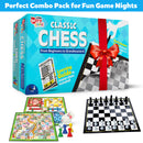 Little Berry 3-in-1 Jungle Ludo, Snakes Ladders and Classic Chess Board Game Combo Set - Family Fun & Strategy Games