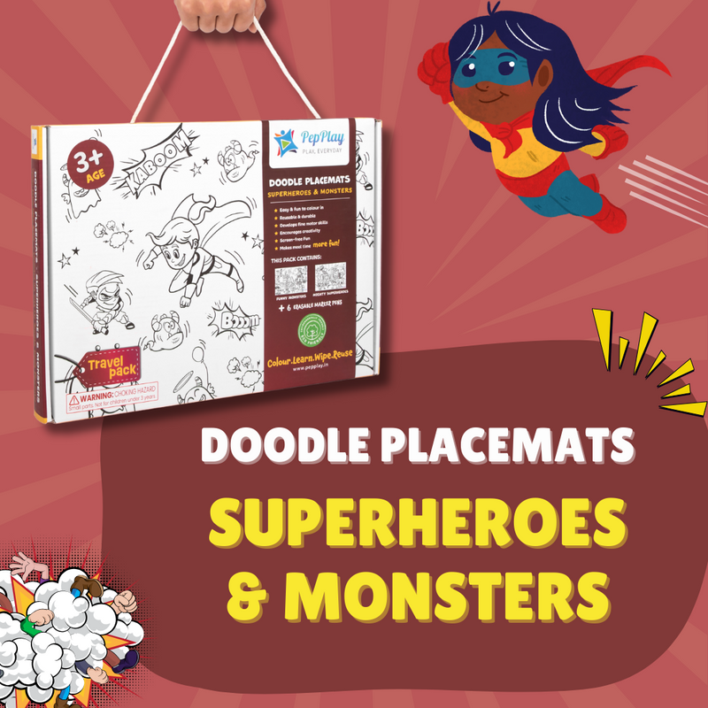 Pepplay doodle placemats - Superheroes & monsters