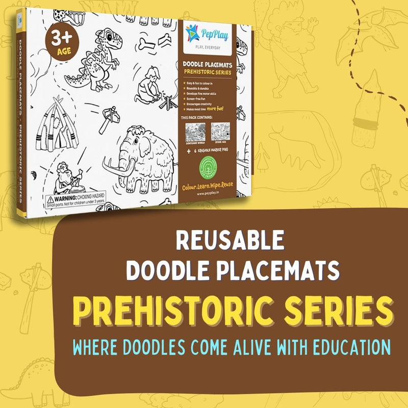 Pepplay doodle placemats - prehistoric series