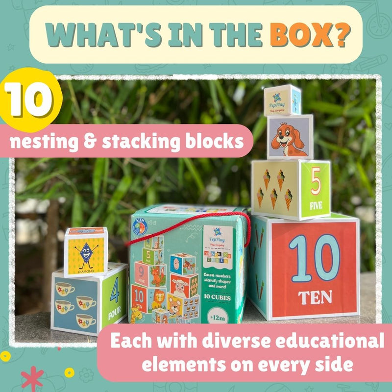 PepPlay Stacking and Nesting Cubes Educational Toys Brain Activity |Travel-Friendly
