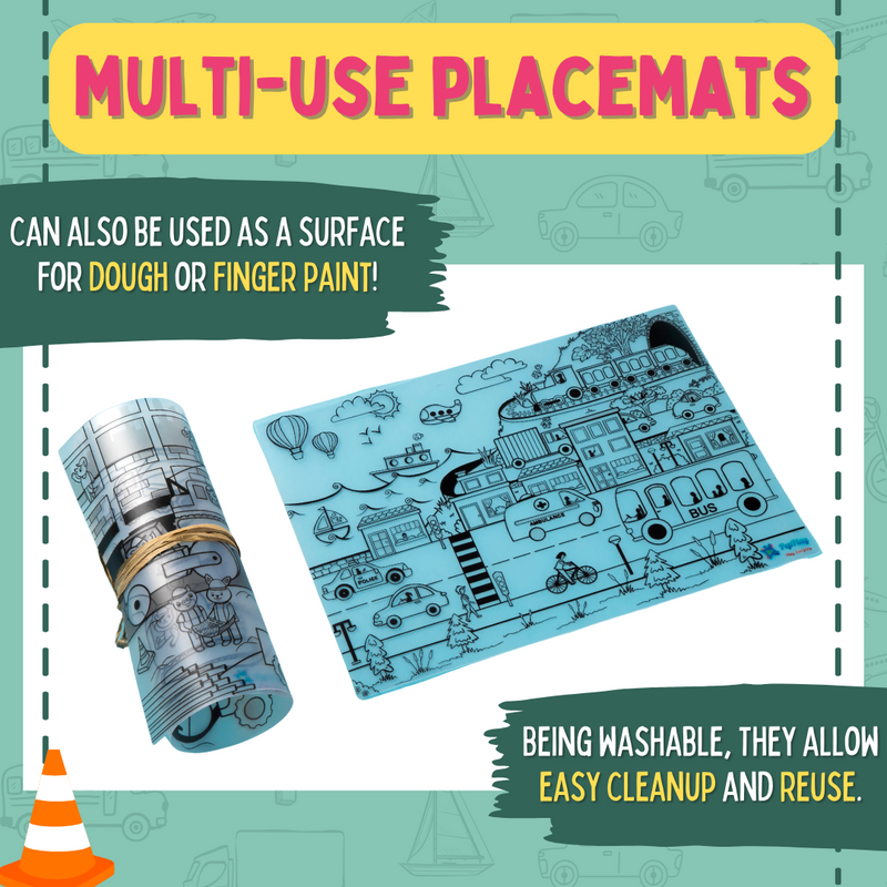 Doodle Placemats Set – VEHICLE Series