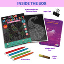 JoGenii Neon Mandala Art Colouring Kit - JoGenii Neon mandala art kit for adults and kids, DIY craft set kits for girls 6-12 12-15 adult women, pre marked paper design, painting material for beginners with colour, gifts, paint hobbies