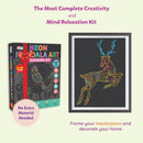 JoGenii Neon Mandala Art Colouring Kit - JoGenii Neon mandala art kit for adults and kids, DIY craft set kits for girls 6-12 12-15 adult women, pre marked paper design, painting material for beginners with colour, gifts, paint hobbies