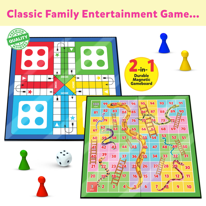 Little Berry Ludo and Snakes & Ladders Board Game Set for Kids - Multicolor