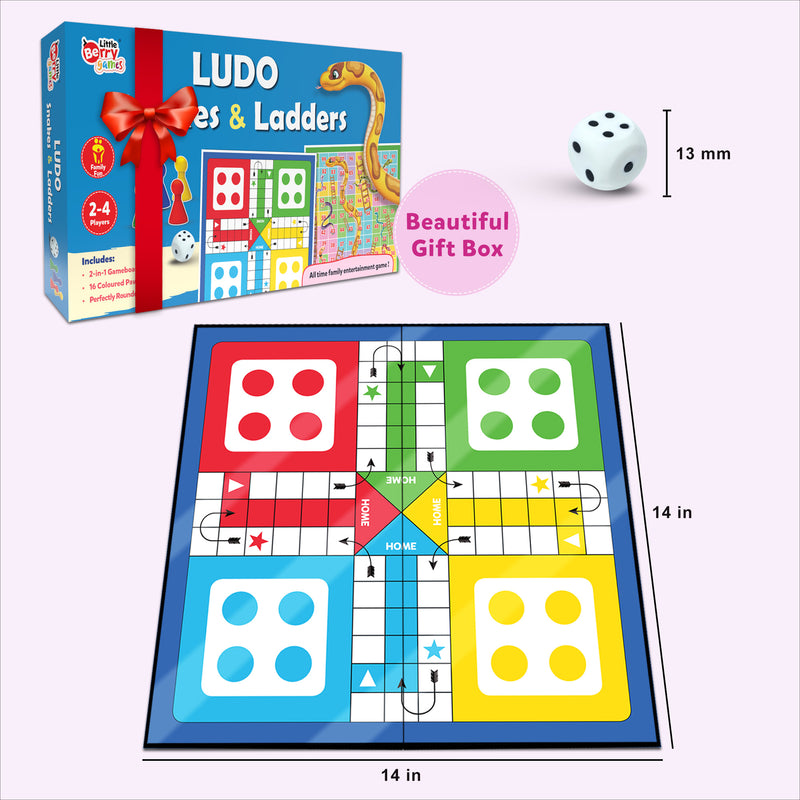 Little Berry Ludo and Snakes & Ladders Board Game Set for Kids - Multicolor