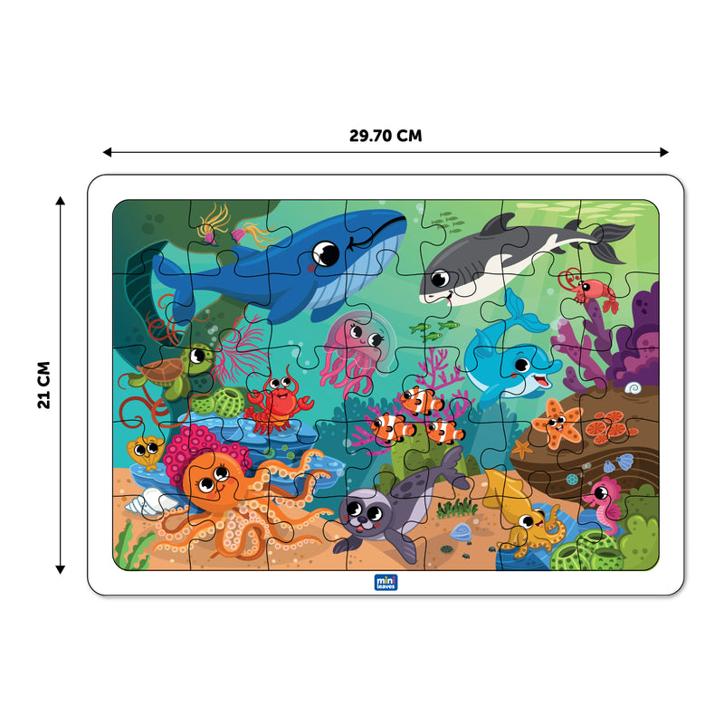 Mini Leaves Ocean Animals 35 pieces wooden Jigsaw Puzzles