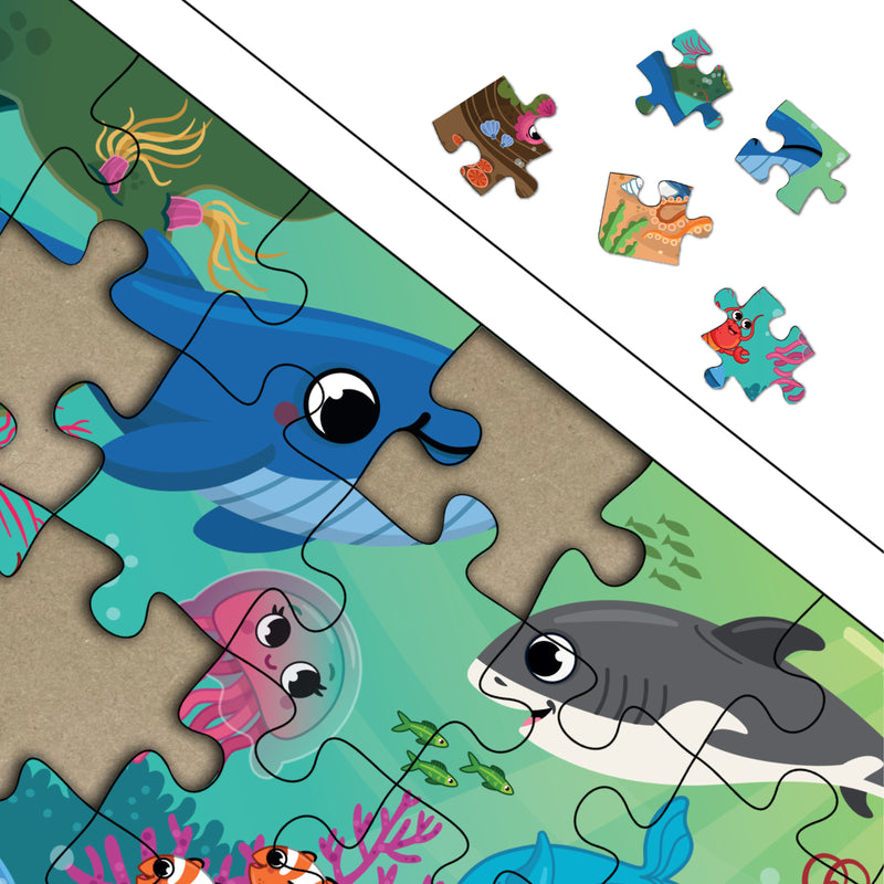 Mini Leaves Ocean Animals 35 pieces wooden Jigsaw Puzzles