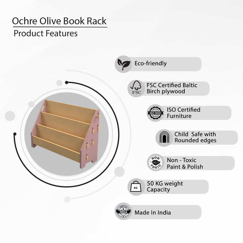 Ochre Olive Book Rack (L)-Pink