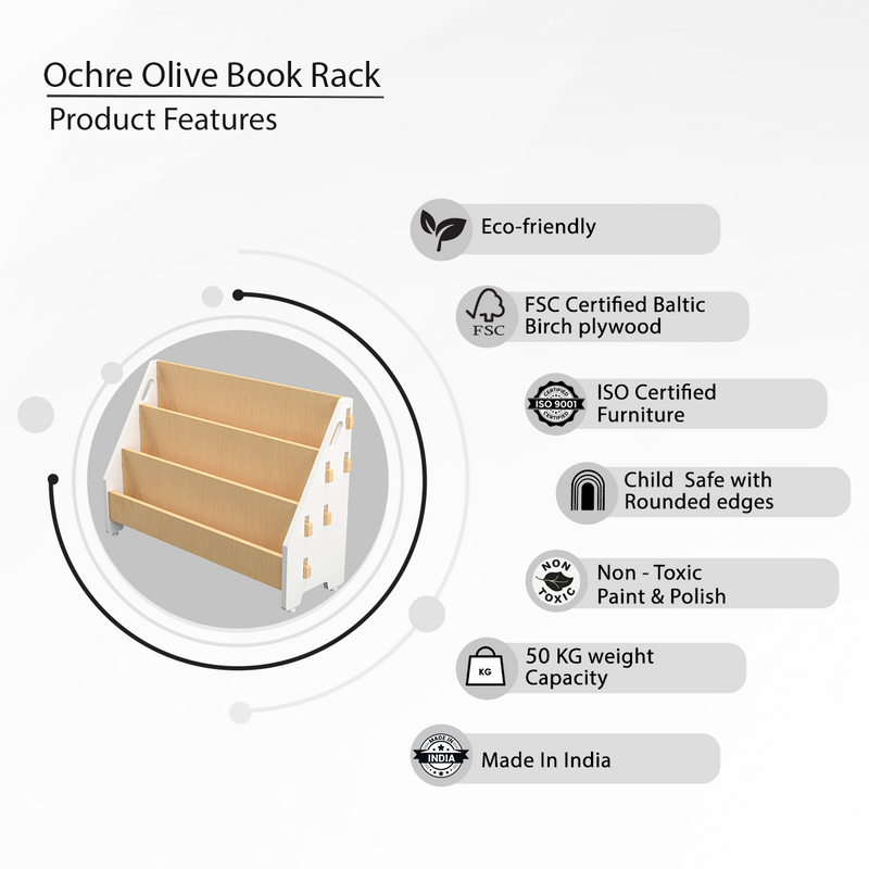 Ochre Olive Book Rack (L)-White