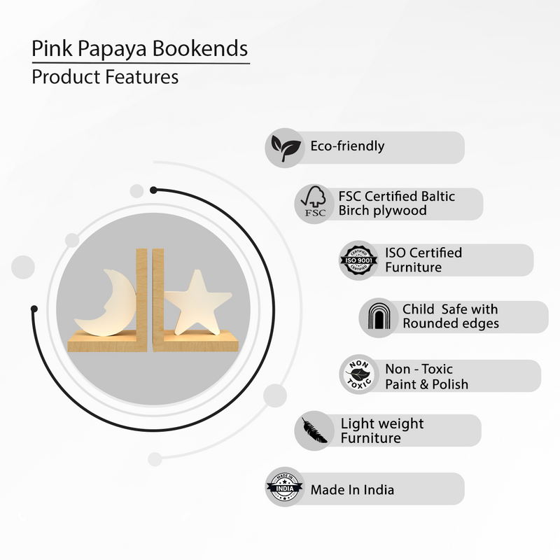 Pink Papaya Book Ends-White