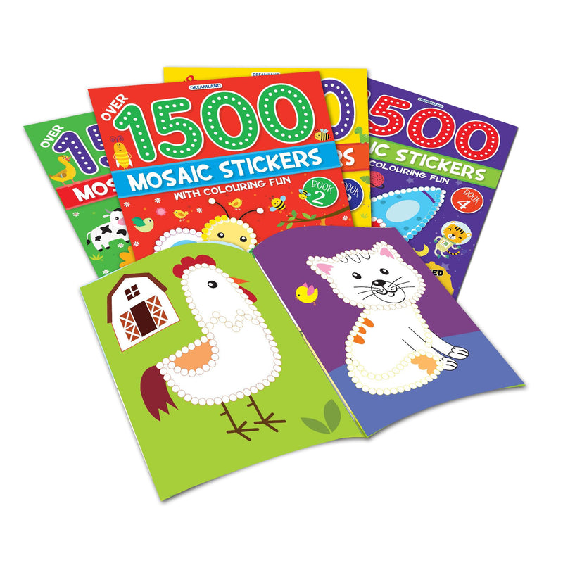 1500 Mosaic Stickers Books Pack - A Set of 4 Books  Sticker Book for Kids Age 4 - 8 years