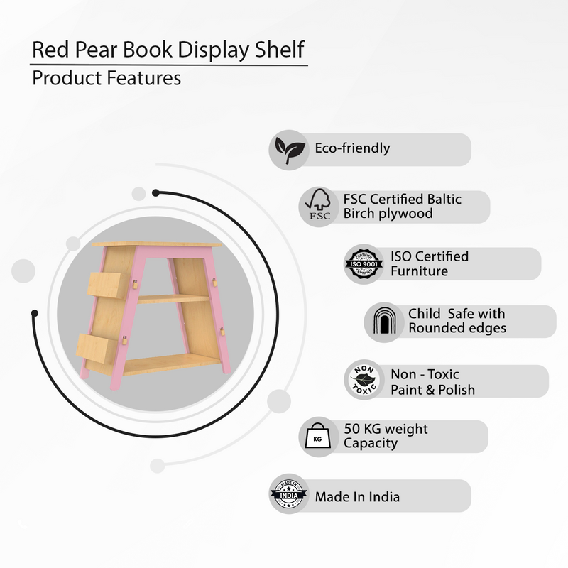 Red Pear Bookshelf -Pink