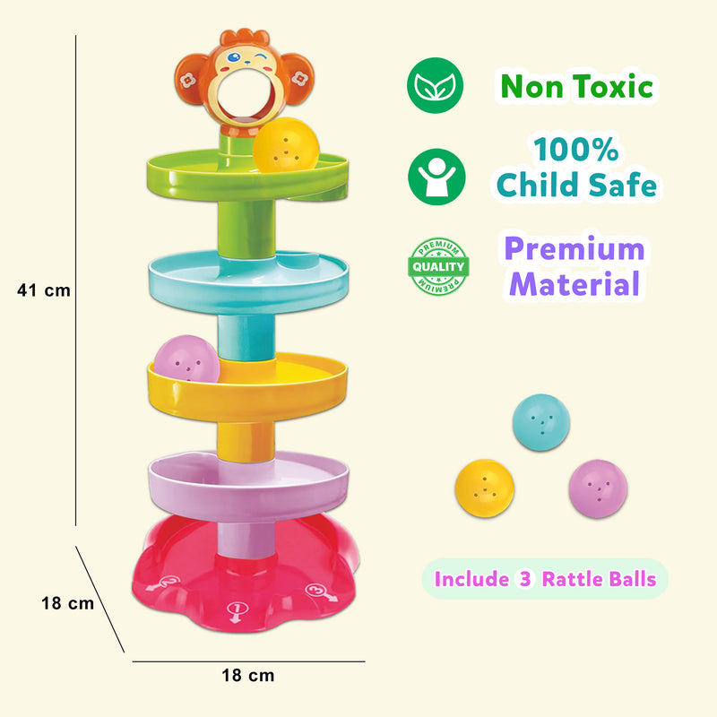 Little Berry 5 Layer Ball Drop and Roll Swirling Tower for Baby and Toddler Development - Activity & Educational Toys for Kids (Multicolour)

q