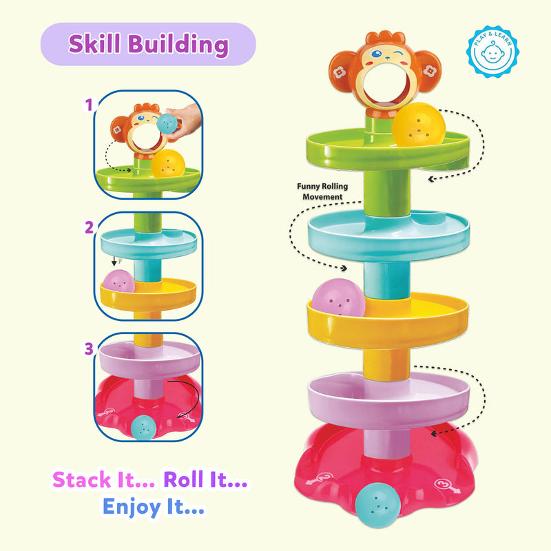 Little Berry 5 Layer Ball Drop and Roll Swirling Tower for Baby and Toddler Development - Activity & Educational Toys for Kids (Multicolour)

q