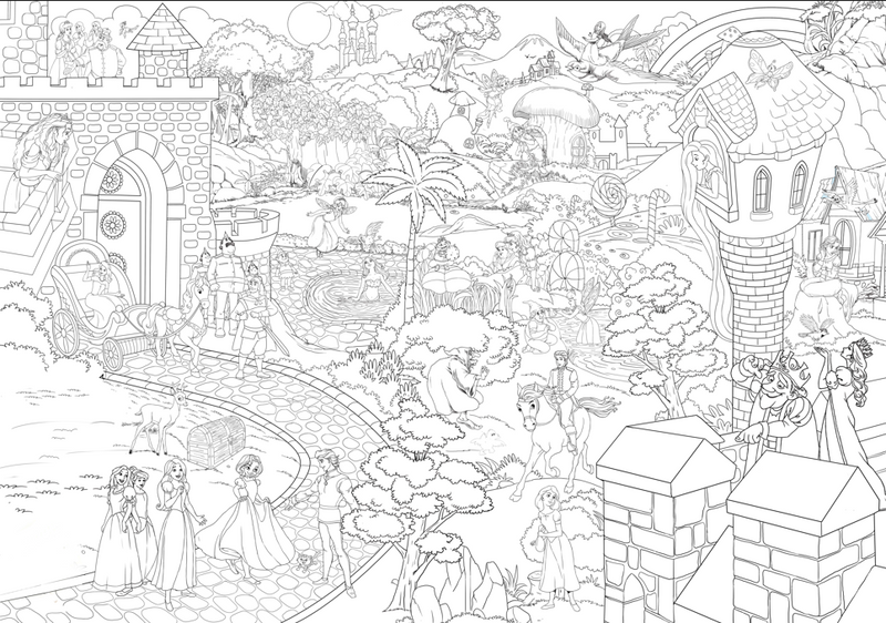 GIANT PRINCESS CASTLE COLOURING POSTER and GIANT DRAGON COLOURING POSTER