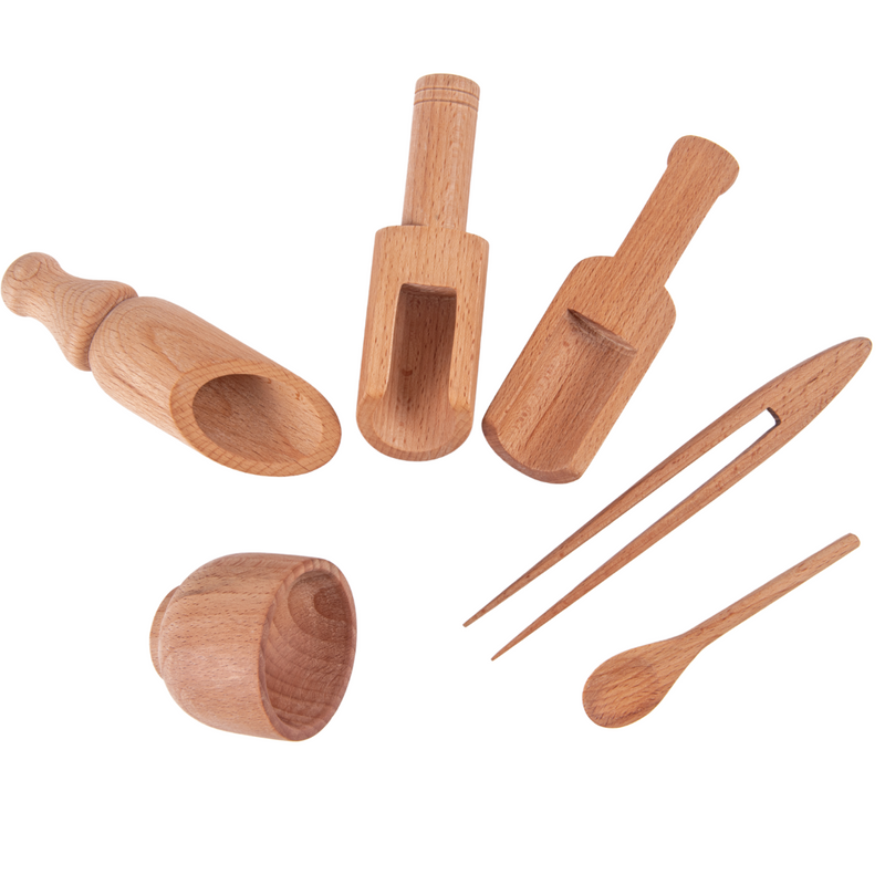 Sensory Wooden Toy Set with Montessori Tray (Beech Wood)