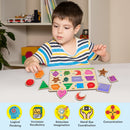 Little Berry Shapes & Colours Wooden Puzzle Tray - Knob and Peg Puzzle Multicolour - 26 Pegs