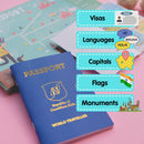 CocoMoco Kids Return Gift Combo Pack for Kids Birthday - 5 Pieces of Play Passport Activity Kit With Flags, Monuments, Capitals, Languages STEM Educational Toy (Multiple) (Pack of 5)