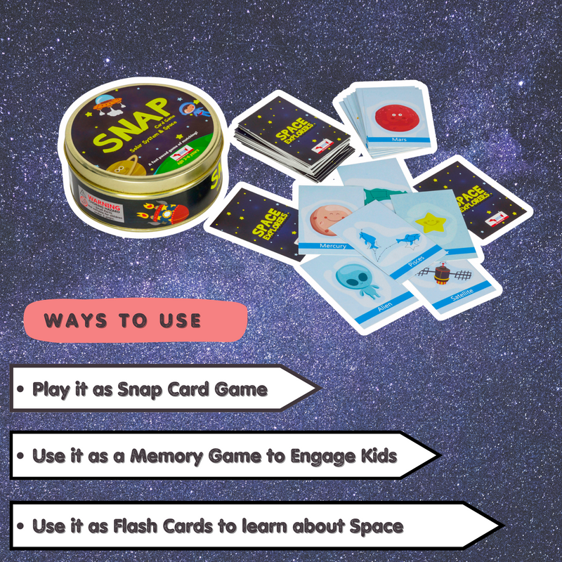 CocoMoco Kids SNAP 3 in 1 Solar System Flash Cards, Memory Game, Matching Game for Kids, Brain Games for Toddlers 2-6 yrs Birthday Return Gifts for Boys Girls