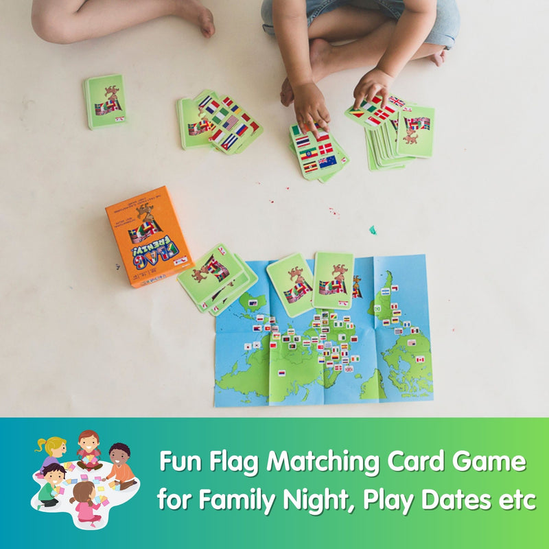 CocoMoco Kids Flag Frenzy Card Game for Kids - Flags of the World Flash Cards Learn Geography Educational Toy Birthday Return Gift for Boys age 5 6-7 8-10 10-12 years