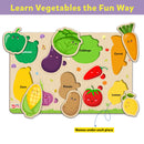 Little Berry Vegetables  Wooden Puzzle Tray - Knob and Peg Puzzle Multicolour - 26 Pegs