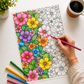 10 Poster Blooming Canvas Floral Whispers | Premium A4 Zentangle Doodle Coloring Kit | Coloring Guide Included