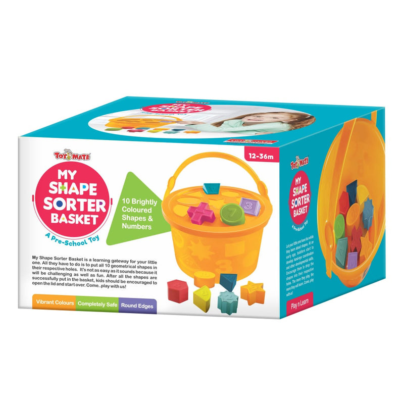 My Shape Sorter Basket- A Pre School Toy with 10 Shapes & Colours- For Age 2 Years & Above. Multicolour