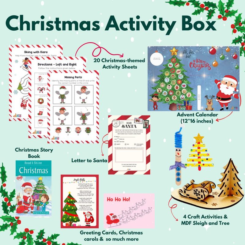 Jumbo Christmas Activity Kit for Kids - Activity sheets, 3D Puzzle, Craft activity ,Story book , Advent calendar and more