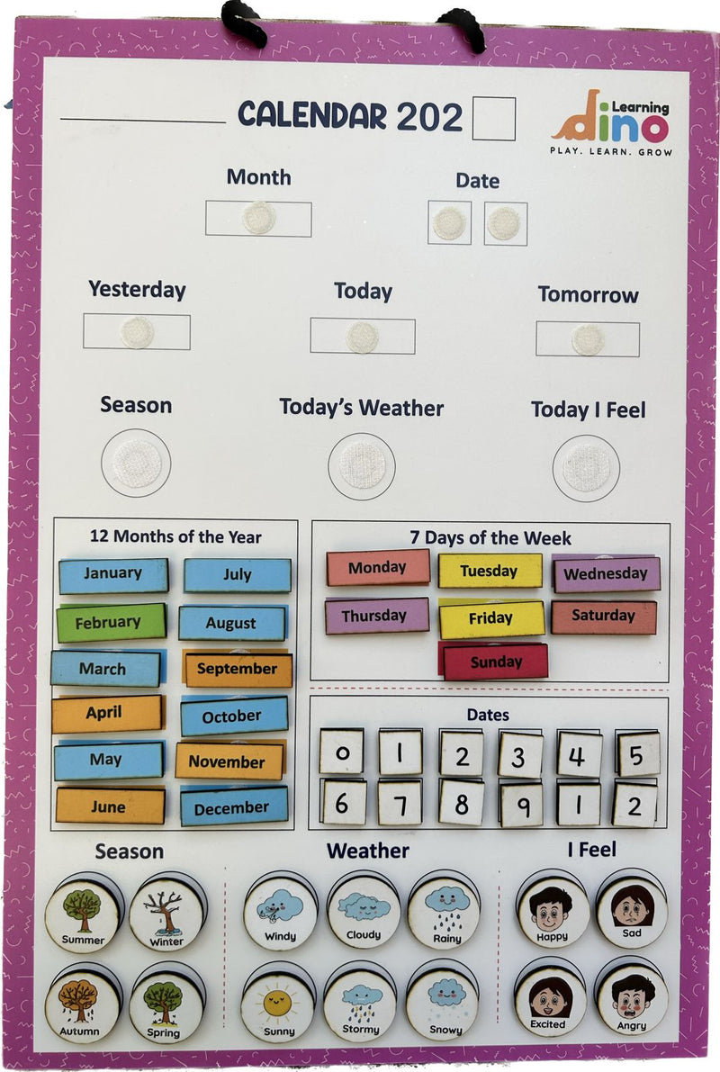 Wooden Calendar For kids ( Pink)