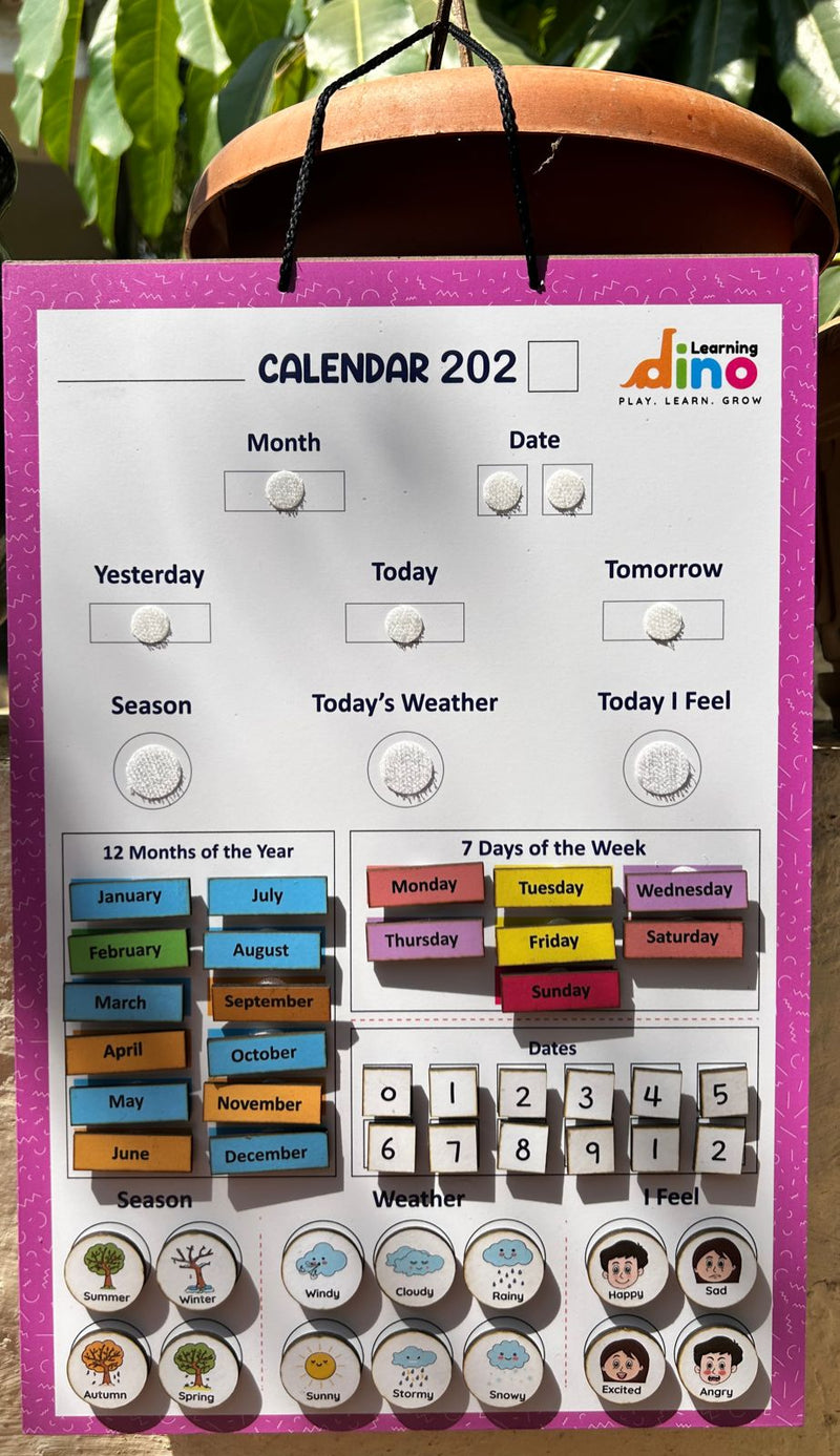 Wooden Calendar For kids ( Pink)