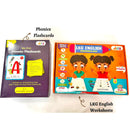 Learning Dino LKG English Practice Worksheets with Phonics Flashcards