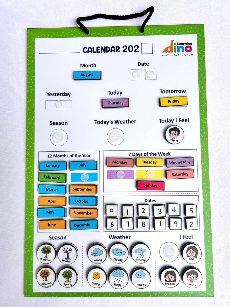 Wooden Calendar For kids ( Green)