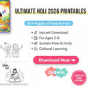 Holi Coloring Book – Printable (30-Page Digital Download)