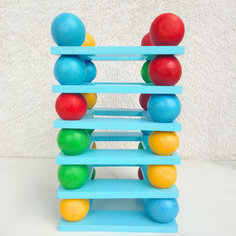 Wooden ball stacking tower