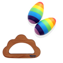 Wooden Egg Shaker (Rattle) & Teether Combo - Baby Shower Gift| Newborn Toy