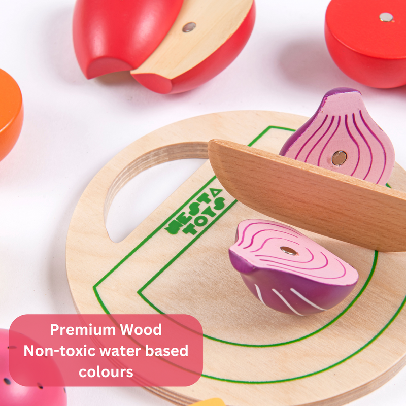 NESTA TOYS - Wooden Vegetable and Fruit Toy Set (15 Pcs)